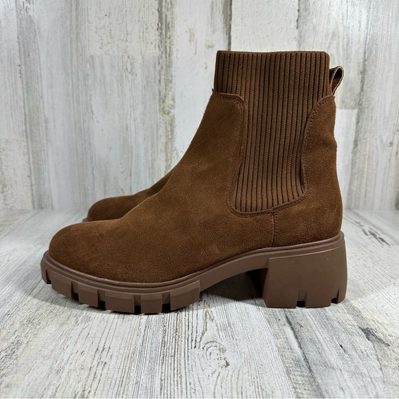 NEW Steve Madden Hayle Natural Brown Leather Ankle Boots #1133 - Picture 1 of 12